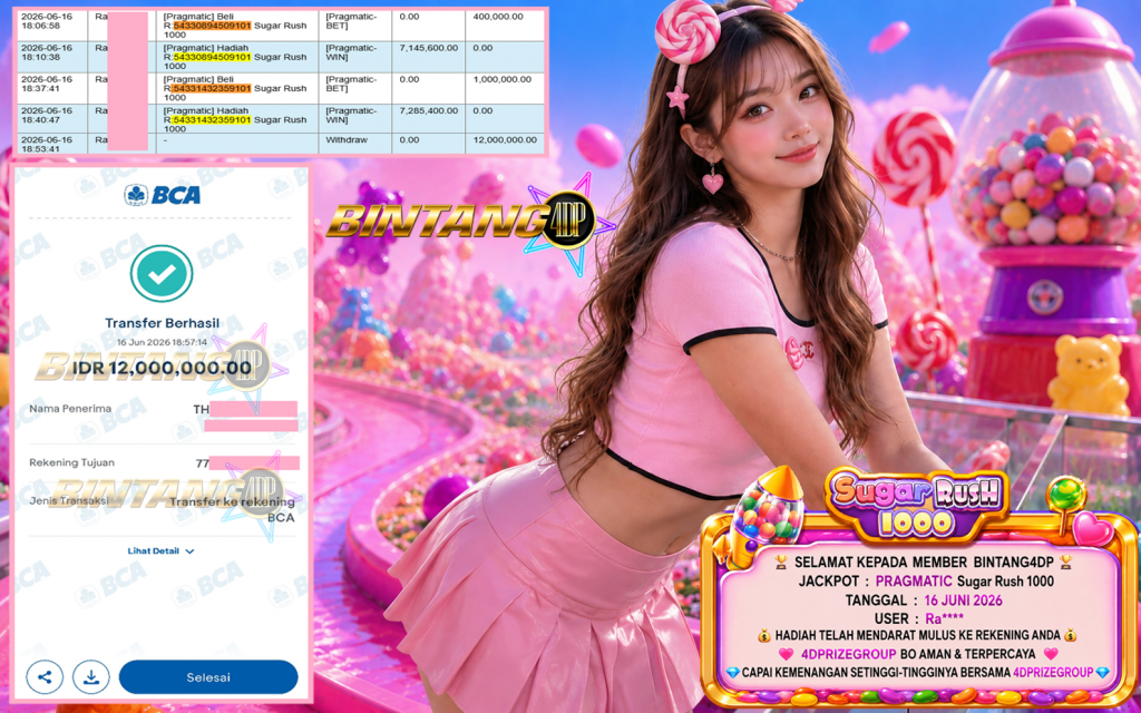BINTANG4DP JACKPOT PRAGMATIC “Sugar Rush 1000″‎‏‏‎‎ Rp12.000.000,- LUNAS
