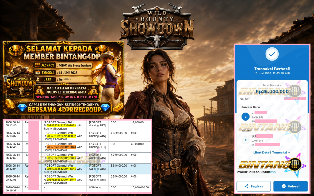 BINTANG4DP JACKPOT PGSOFT “Wild Bounty Showdown”‎‎‏‏ ‎‎‏‏‎‎‏‏Rp25.000.000,- LUNAS