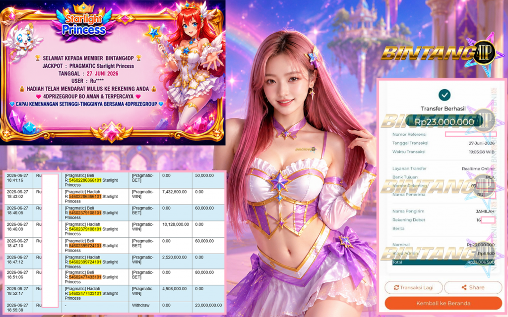 BINTANG4DP JACKPOT PRAGMATIC “Starlight Princess”‎‏‏‎‎ Rp23.000.000,- LUNAS