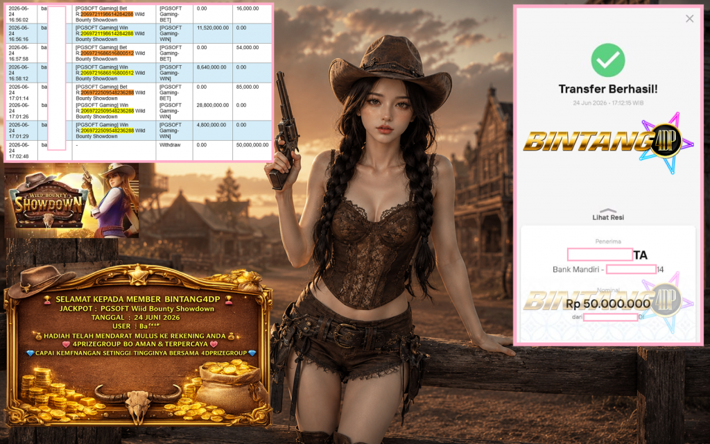 BINTANG4DP JACKPOT PGSOFT “Wild Bounty Showdown” Rp50.000.000,- LUNAS