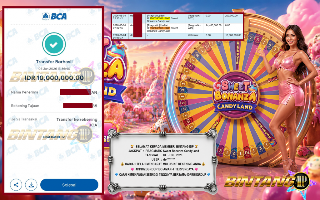 BINTANG4DP JACKPOT PRAGMATIC βSweet Bonanza CandyLandββββββ Rp10.000.000,- LUNAS