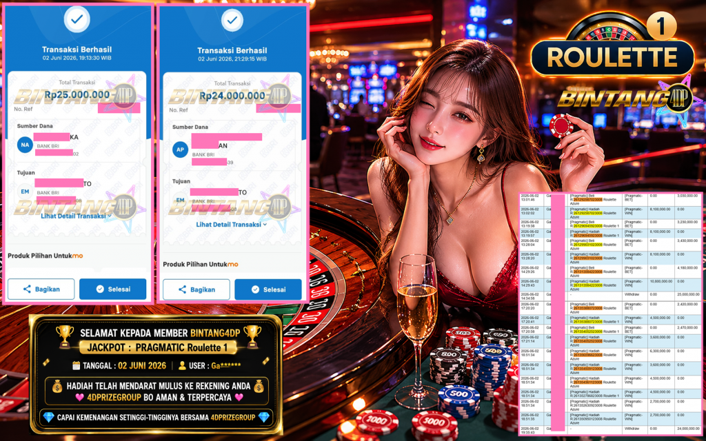 BINTANG4DP JACKPOT PRAGMATIC “Roulette 1″‎‏‏‎‎ Rp49.000.000,- LUNAS