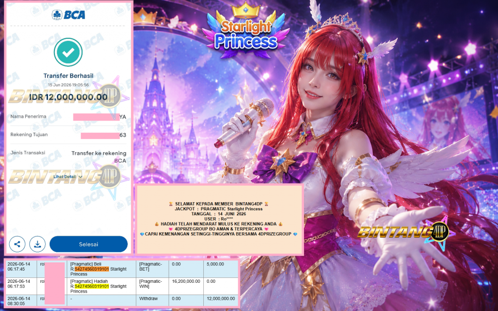 BINTANG4DP JACKPOT PRAGMATIC “Starlight Princess”‎‏‏‎‎ Rp12.000.000,- LUNAS