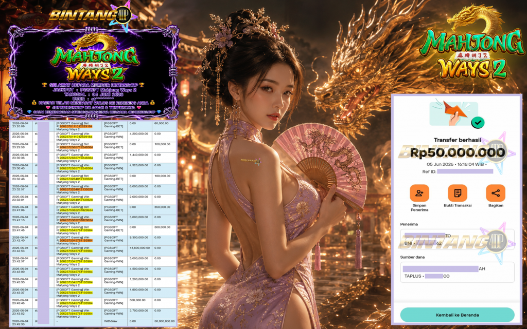 BINTANG4DP JACKPOT PGSOFT βMahjong Ways 2β³ββββ ββββββββRp50.000.000,- LUNAS