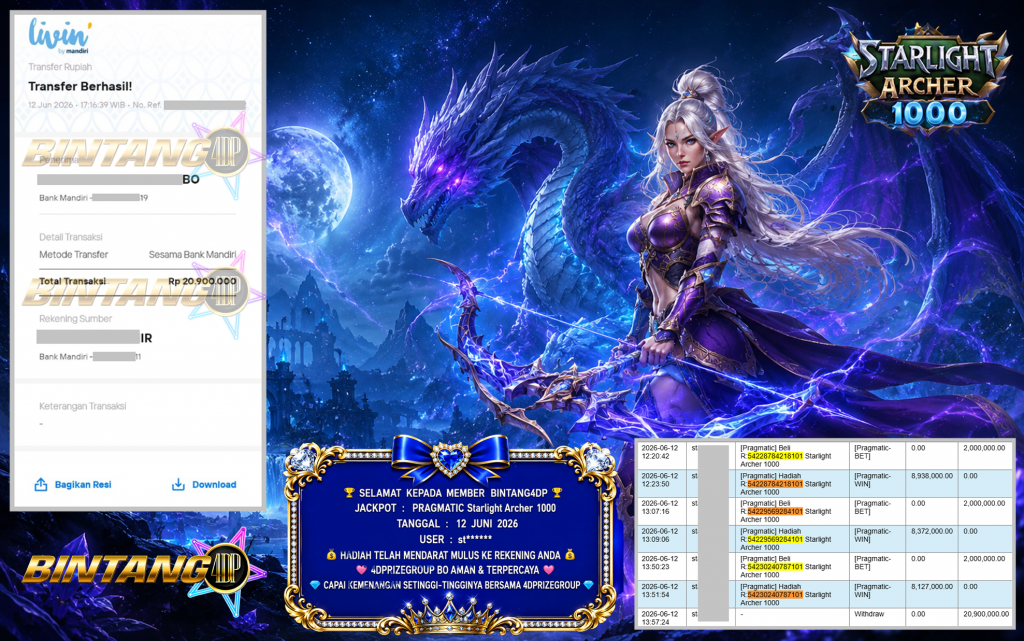 BINTANG4DP JACKPOT PRAGMATIC βStarlight Archer 1000β³βββββ Rp20.900.000,- LUNAS