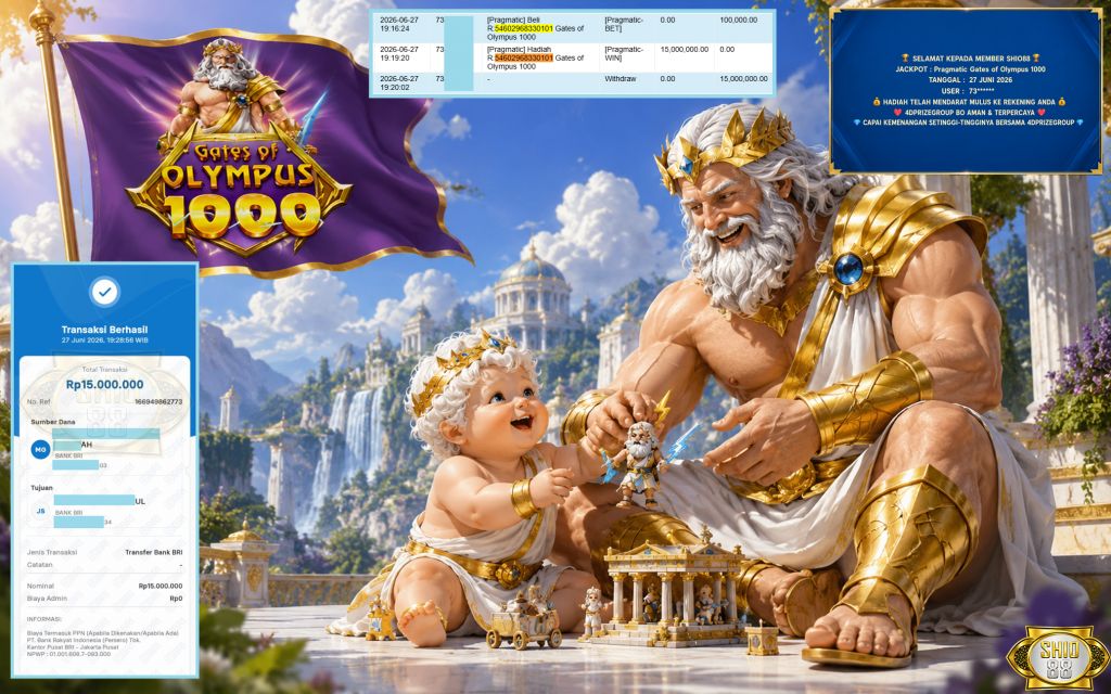 SHIO88 JACKPOT PRAGMATIC ” Gates of Olympus 1000 ” Rp 15.000.000 ,- LUNAS
