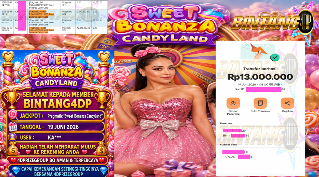 BINTANG4DP JACKPOT Pragmatic βSweet Bonanza CandyLandβ Rp13.000.000,- LUNAS