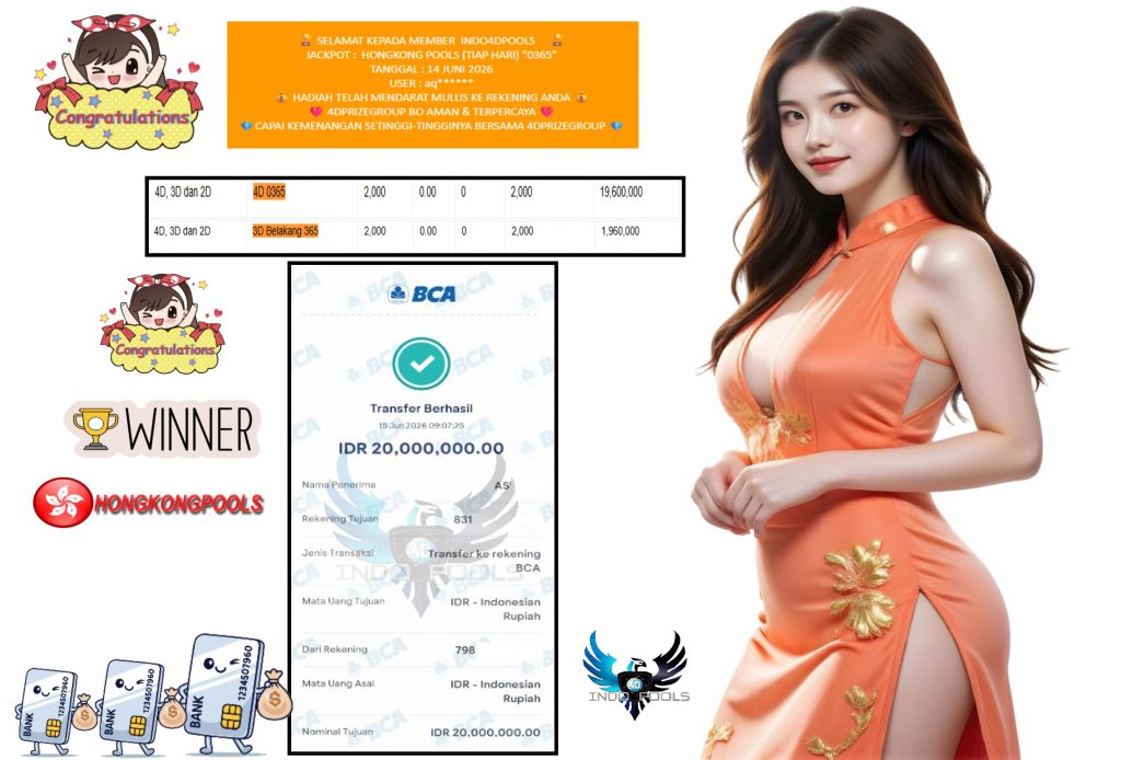 INDO4DPOOLS JACKPOT HONGKONG POOLS (TIAP HARI) “0365” Rp20.000.000,- LUNAS