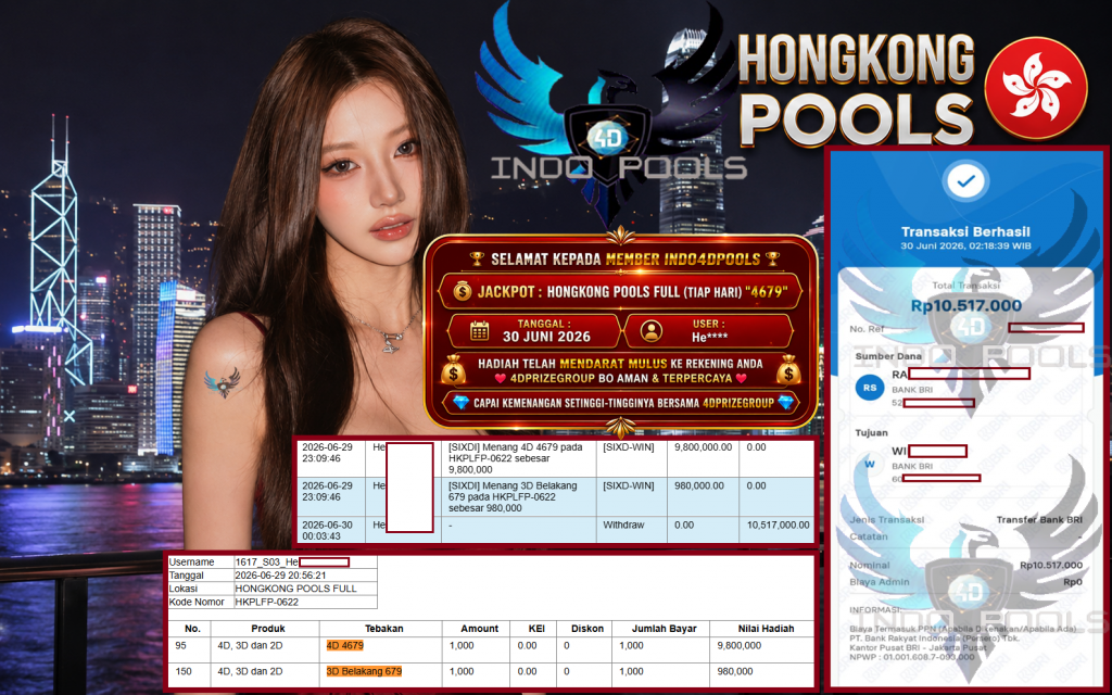 INDO4DPOOLS JACKPOT HONGKONG POOLS FULL (TIAP HARI) “4679”‎‏‏‎‎ Rp10.517.000,- LUNAS