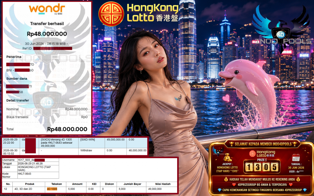 INDO4DPOOLS JACKPOT HONGKONG LOTTO (TIAP HARI) “1305”‎‏‏‎ Rp48.000.000,- LUNAS