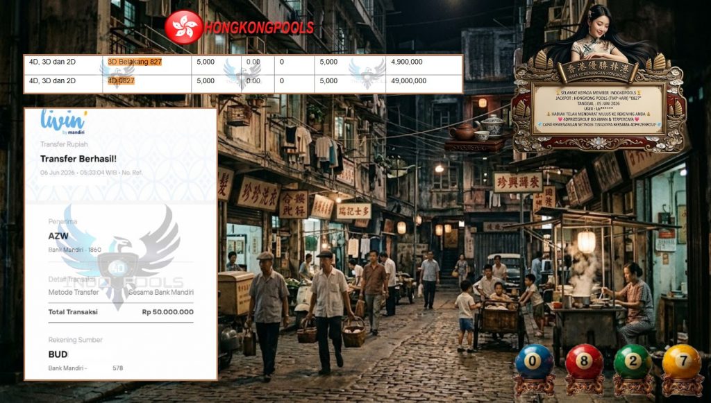INDO4DPOOLS JACKPOT PASARAN HONGKONG POOLS (TIAP HARI) “0827” Rp50.000.000,- LUNAS
