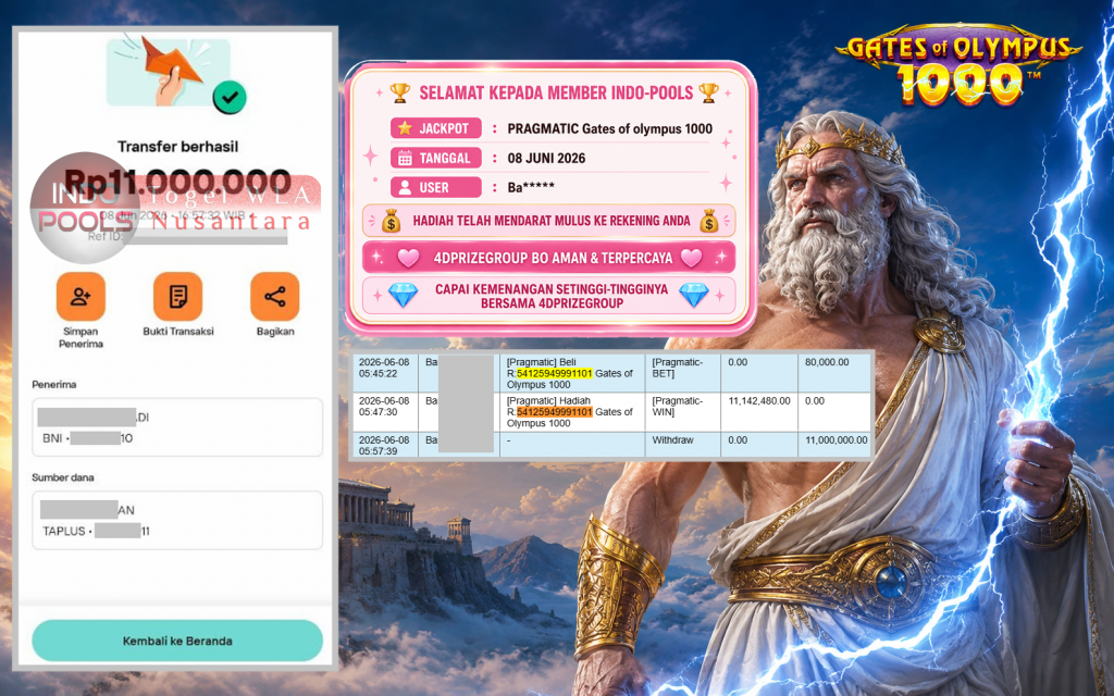 INDO-POOLS JACKPOT PRAGMATIC βGates of olympus 1000β³βββββ Rp11.000.000,- LUNAS