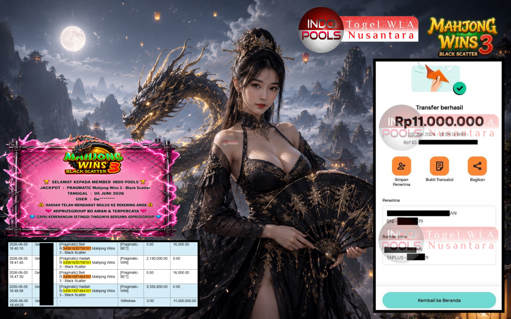 INDO-POOLS JACKPOT PRAGMATIC βMahjong Wins 3 β Black Scatterβββββ ββββββββRp11.000.000,- LUNAS