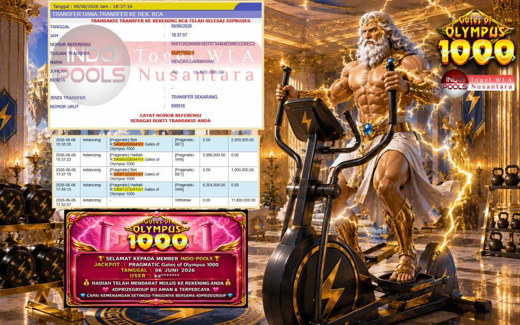 INDO-POOLS JACKPOT PRAGMATIC βGates of Olympus 1000β³βββββ Rp11.800.000,- LUNAS