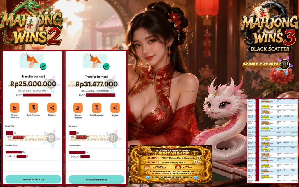BINTANG4DP JACKPOT PGSOFT “Mahjong Wins 3 – Black Scatter & Mahjong Wins 2″‎‎‏‏ ‎‎‏‏‎‎‏‏Rp56.477.000,- LUNAS