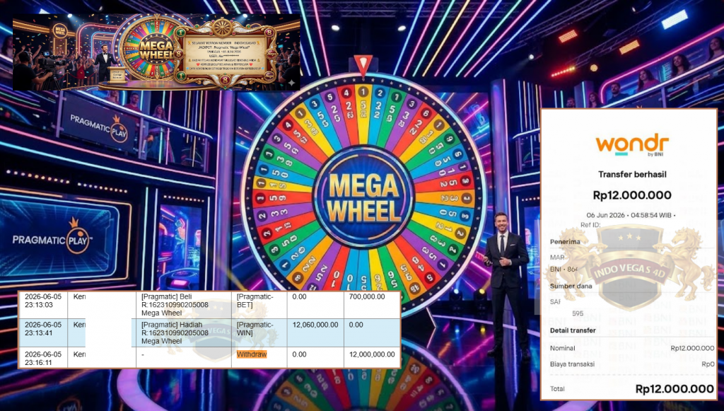 INDOVEGAS4D JACKPOT Pragmatic “Mega Wheel” Rp12.000.000,- LUNAS