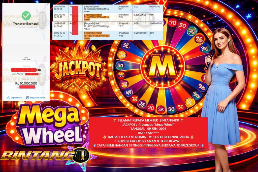BINTANG4DP JACKPOT Pragmatic βMega Wheelβ Rp10.000.000,- LUNAS