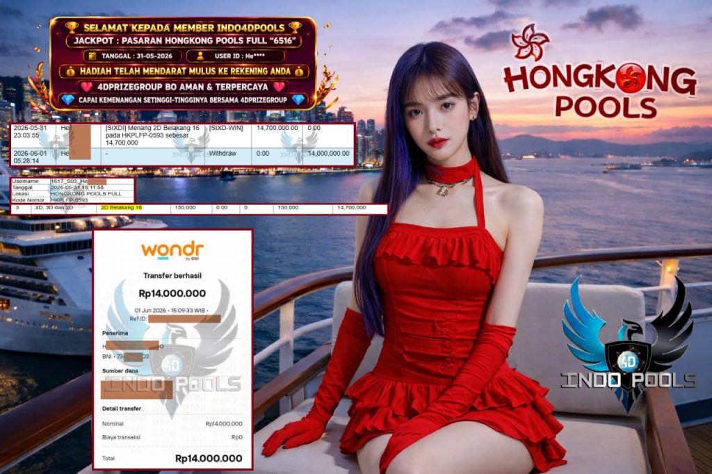 INDO4DPOOLS JACKPOT PASARAN HONGKONG POOLS FULL “6516” Rp14.000.000,- LUNAS