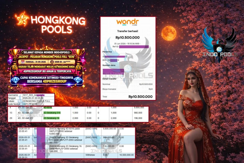 INDO4DPOOLS JACKPOT PASARAN HONGKONG POOLS FULL “6516” Rp10.500.000,- LUNAS