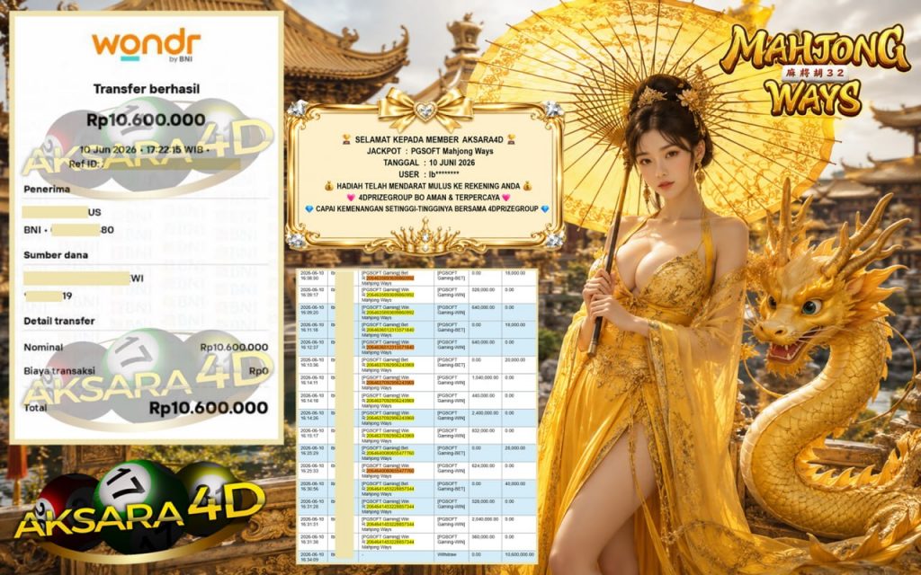 AKSARA4D JACKPOT PGSOFT “Mahjong Ways” Rp10.600.000,- LUNAS