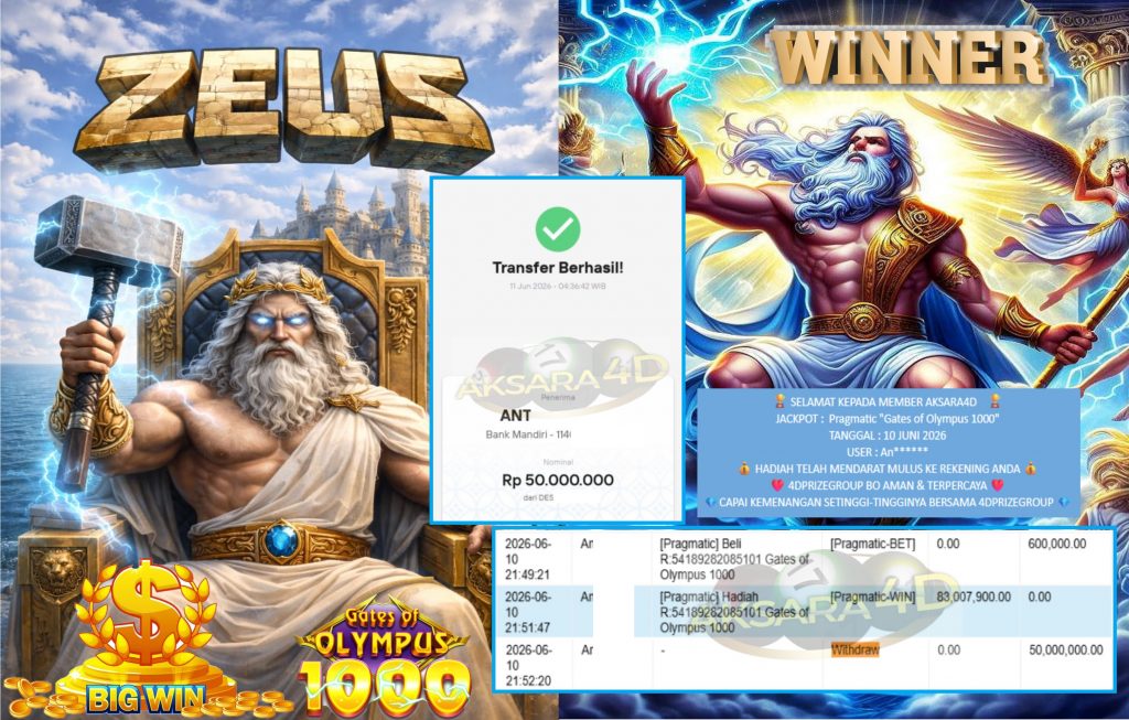 AKSARA4D JACKPOT Pragmatic “Gates of Olympus 1000” Rp50.000.000,- LUNAS