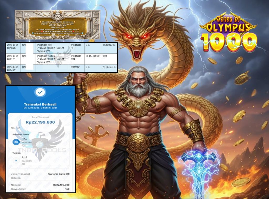 INDO4DPOOLS JACKPOT Pragmatic “Gates of Olympus 1000” Rp22.199.600,- LUNAS
