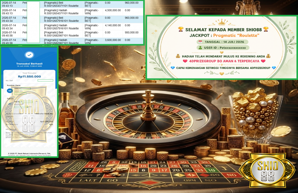 SHIO88 JACKPOT Pragmatic Gaming ”Roulette“‎‎‏‏ ‎‎‏‏‎‎‏‏ Rp 11,550,000.,- LUNAS