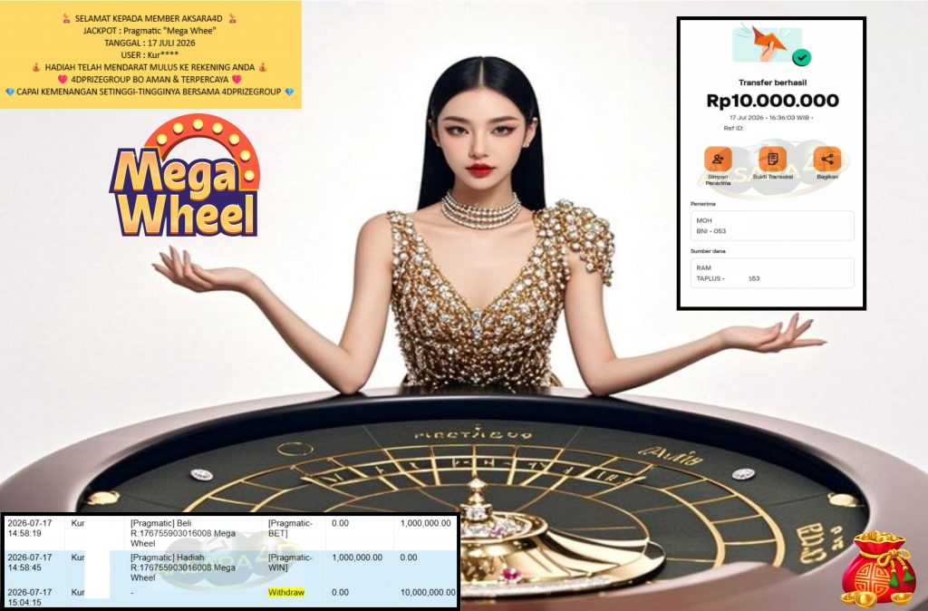 AKSARA4D JACKPOT PRAGMATIC “Mega Wheel” Rp10.000.000,- LUNAS