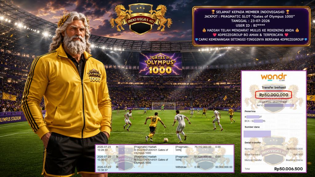 INDOVEGAS4D JACKPOT PRAGMATIC SLOT “Gates of Olympus 1000″ Rp 100.000.000,- LUNAS