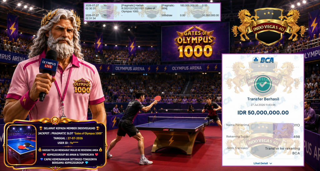 INDOVEGAS4D JACKPOT PRAGMATIC SLOT “Gates of Olympus 1000″ Rp 50.000.000,- LUNAS