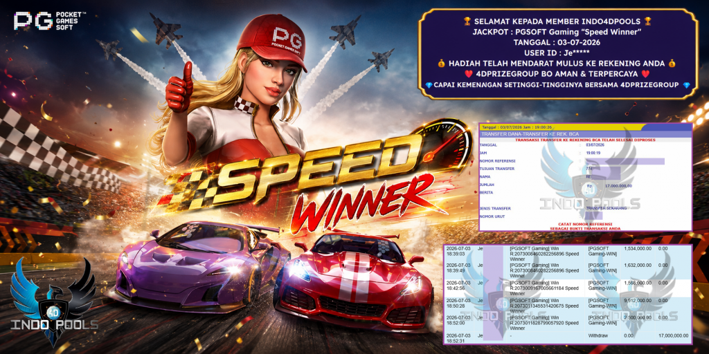 INDO4DPOOLS JACKPOT PGSOFT Gaming “Speed Winner” Rp 17.000.000,- LUNAS