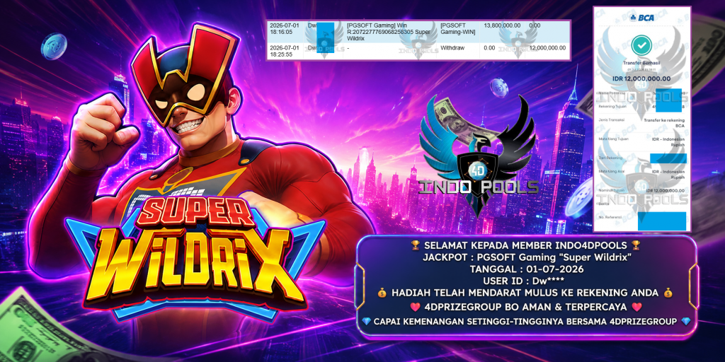 INDO4DPOOLS JACKPOT PGSOFT Gaming “Super Wildrix” Rp 12.000.000,- LUNAS
