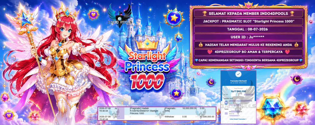 INDO4DPOOLS JACKPOT PRAGMATIC SLOT “Starlight Princess 1000” Rp 17.500.000,- LUNAS