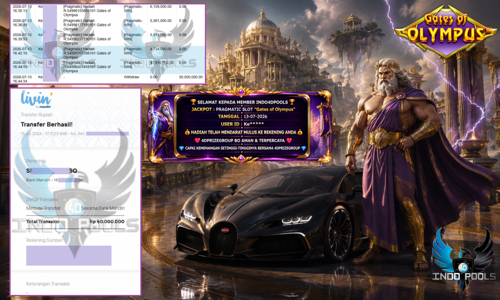 INDO4DPOOLS JACKPOT PRAGMATIC SLOT “Gates of Olympus” Rp 60.000.000,- LUNAS