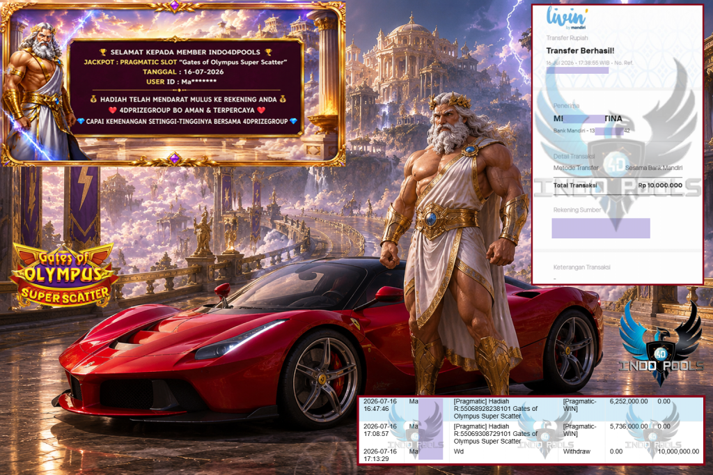 INDO4DPOOLS JACKPOT PRAGMATIC SLOT “Gates of Olympus Super Scatter” Rp 10.000.000,- LUNAS