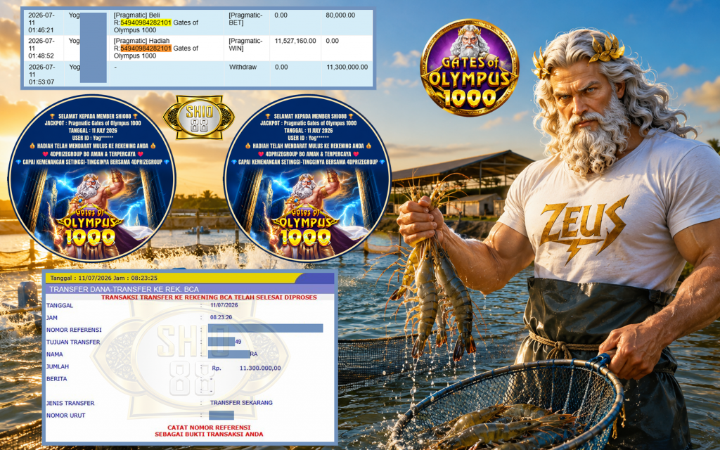 SHIO88 JACKPOT PRAGMATIC ” Gates of Olympus 1000 ” Rp 11.300.000 ,- LUNAS