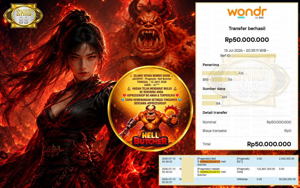 SHIO88 JACKPOT PRAGMATIC ” Hell Butcher ” Rp 50.000.000 ,- LUNAS