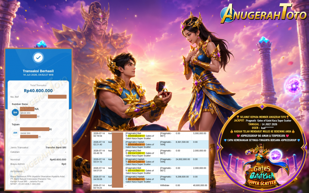 ANUGERAHTOTO JACKPOT PRAGMATIC ” Gates of Gatot Kaca Super Scatter ” Rp 40.600.000 ,- LUNAS