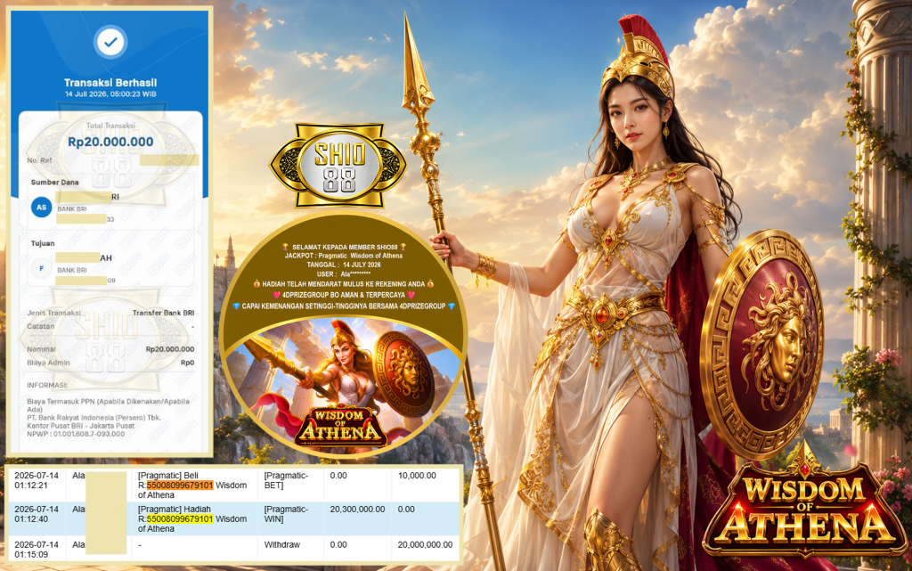 SHIO88 JACKPOT PRAGMATIC ” Wisdom of Athena ” Rp 20.000.000 ,- LUNAS