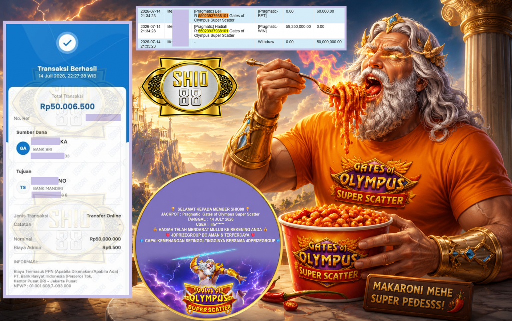 SHIO88 JACKPOT PRAGMATIC ” Gates of Olympus Super Scatter ” Rp 50.000.000 ,- LUNAS