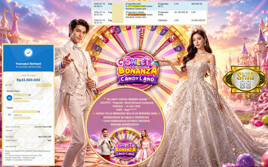 SHIO88 JACKPOT PRAGMATIC LIVE GAME ” Sweet Bonanza CandyLand ” ‎‏‏‎Rp 22.500.000 ,- LUNAS