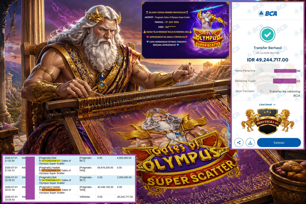 INDOVEGAS4D JACKPOT PRAGMATIC ” Gates of Olympus Super Scatter ” Rp 49.244.717 ,- LUNAS