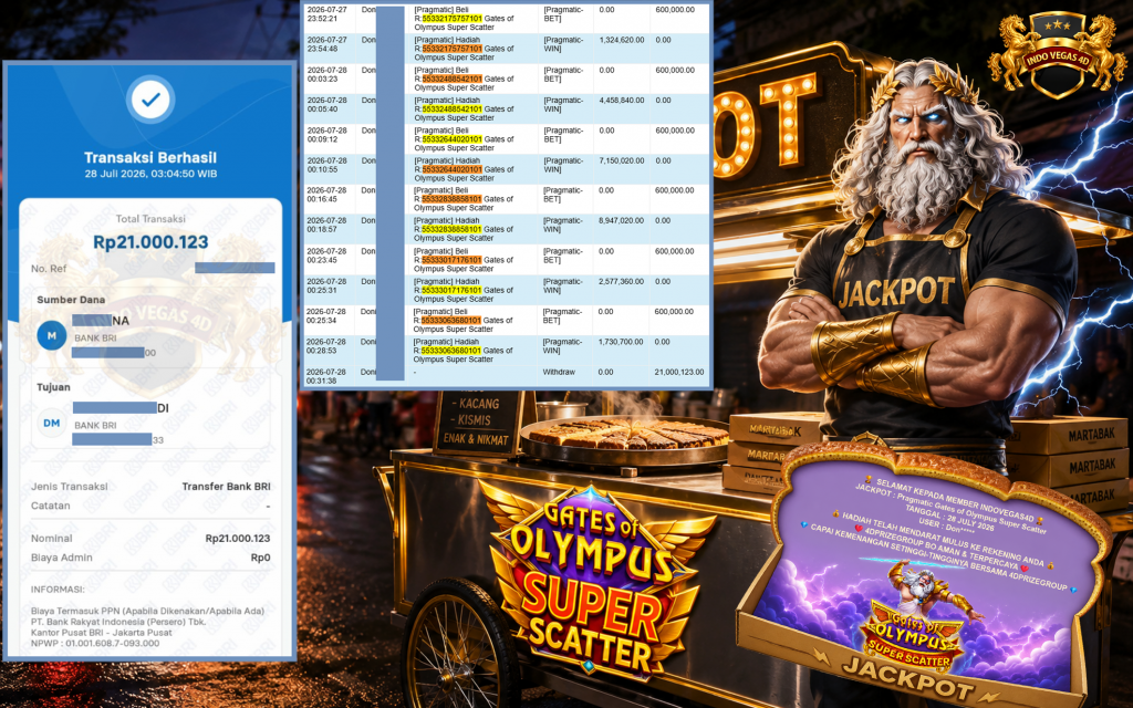 INDOVEGAS4D JACKPOT PRAGMATIC ” Gates of Olympus Super Scatter ” Rp.21.000.123,- LUNAS