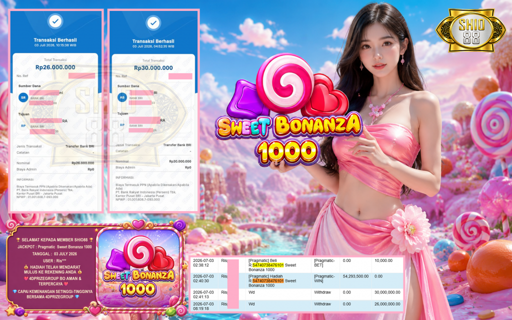 SHIO88 JACKPOT PRAGMATIC ” Sweet Bonanza 1000 ” Rp 56.000.000 ,- LUNAS