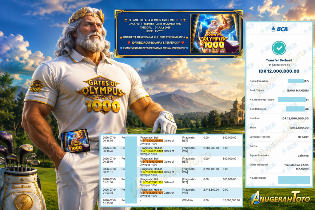 ANUGERAHTOTO JACKPOT PRAGMATIC ” Gates of Olympus 1000 ” Rp 12.000.000 ,- LUNAS