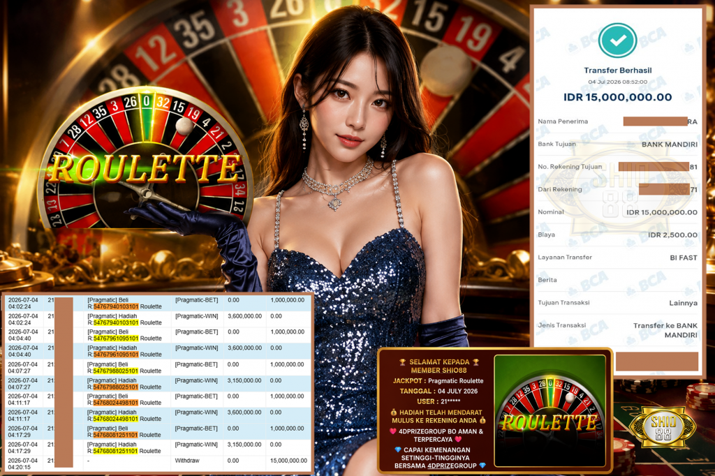 SHIO88 JACKPOT PRAGMATIC LIVE GAME ” Roulette ” Rp 15.000.000,- LUNAS