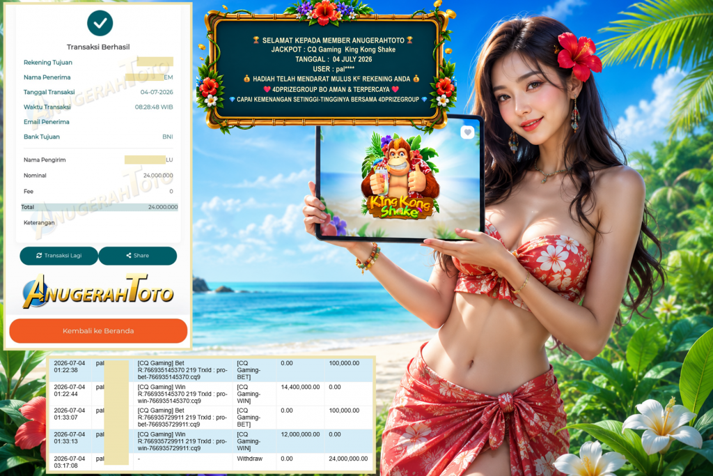 ANUGERAHTOTO JACKPOT CQ Gaming ” King Kong Shake “‎‎‏‏ ‎‎‏‏‎‎‏‏ Rp 24.000.000 ,- LUNAS