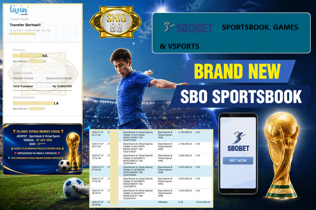 SHIO88 JACKPOT Sportsbook & Virtual Sports Rp. 13.240.000 ,- LUNAS
