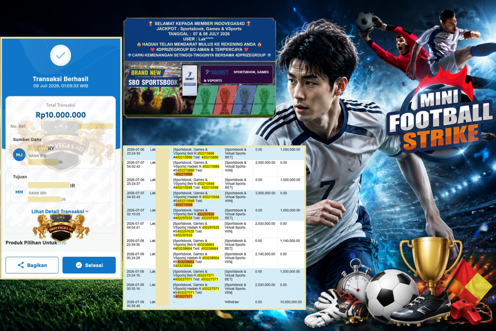 INDOVEGAS4D JACKPOT Sportsbook, Games & VSports ββββRp 10.000.000 ,- LUNAS