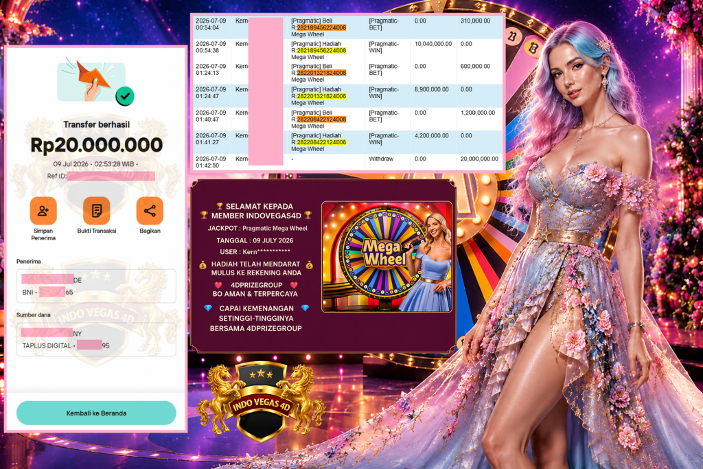 INDOVEGAS4D JACKPOT PRAGMATIC LIVE GAME ” Mega Wheel ” ‎‏‏‎Rp 20.000.000 ,- LUNAS